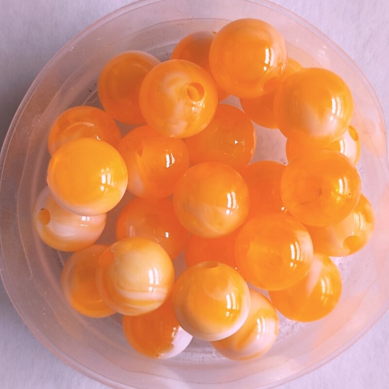 40 perles bicolore 10mm imitation Jade orange