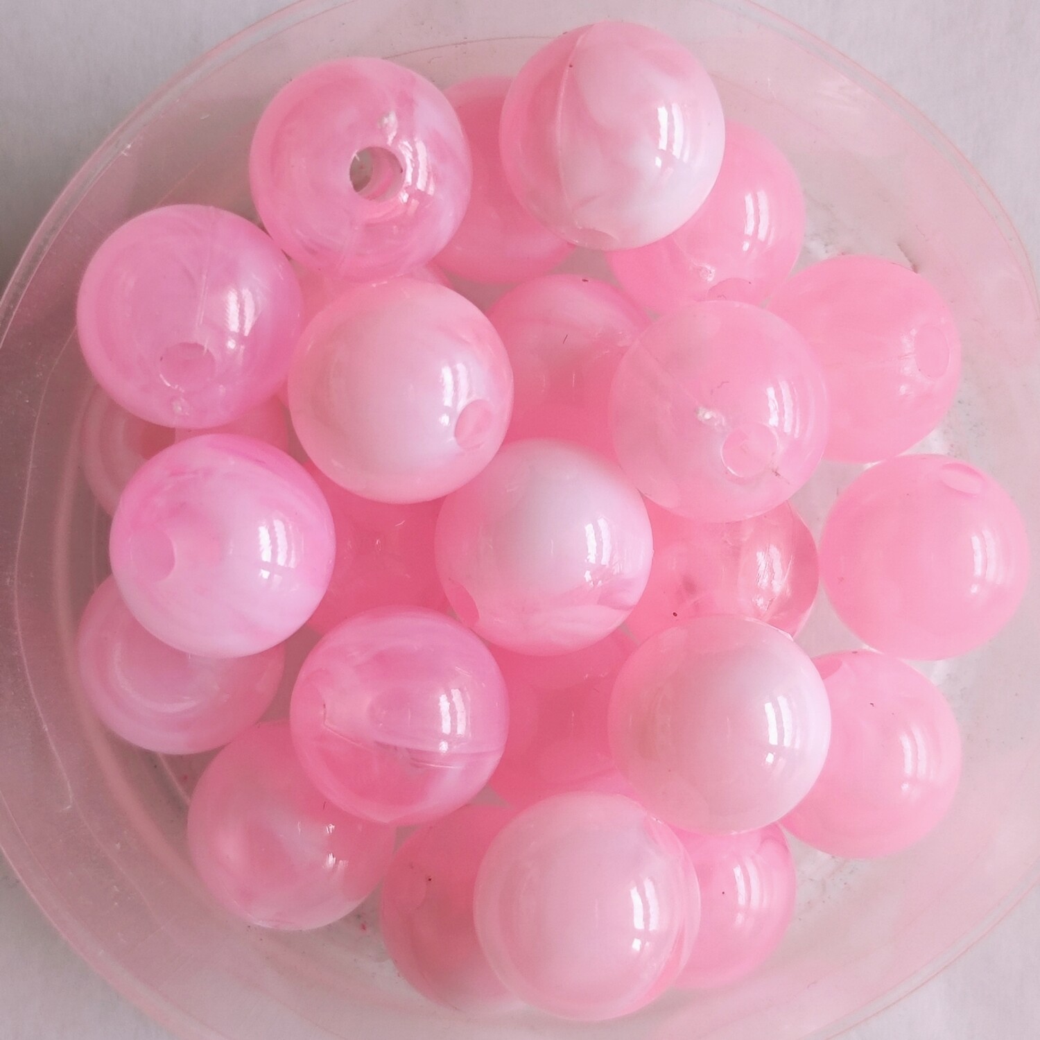 40 perles bicolore 10mm imitation Jade rose 