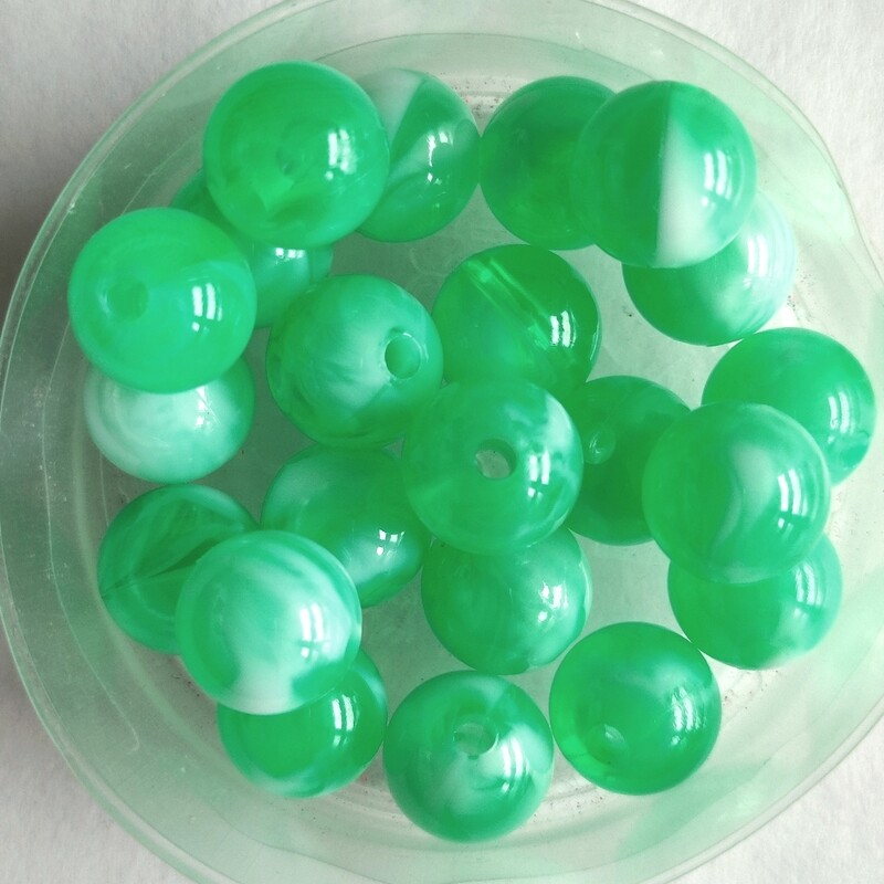40 perles bicolore 10mm imitation Jade vert