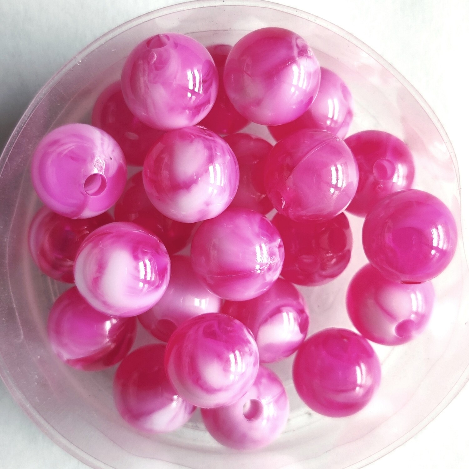 40 perles bicolore 10mm imitation Jade fushia 