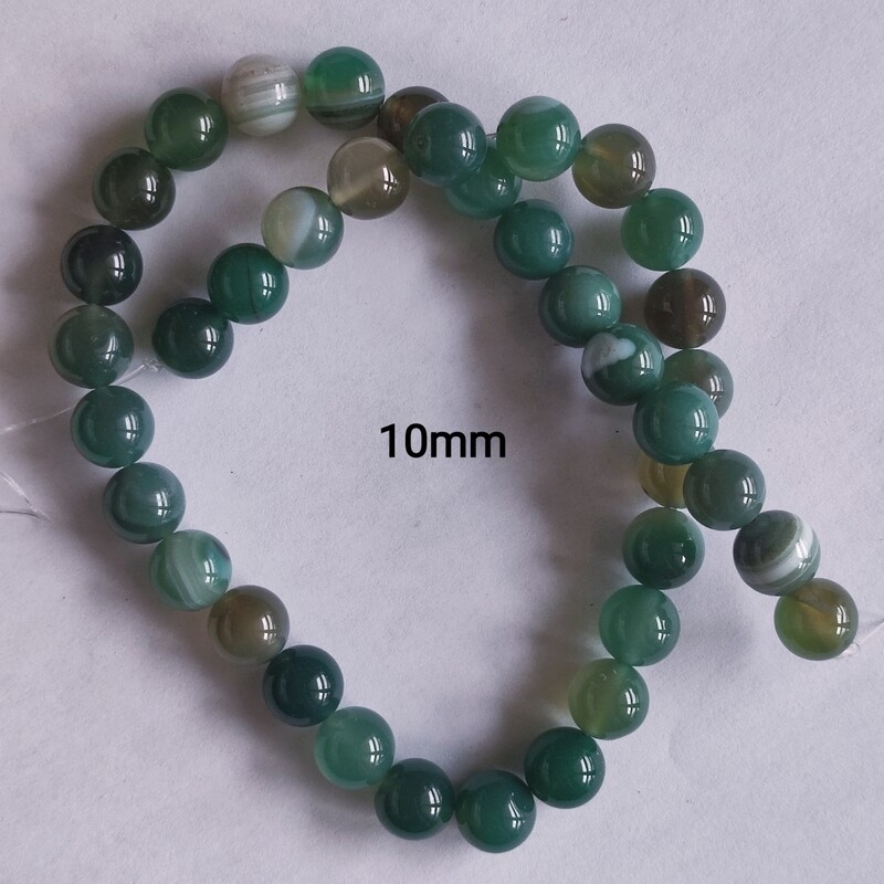Perles pierre naturelle agate striée 10mm vert