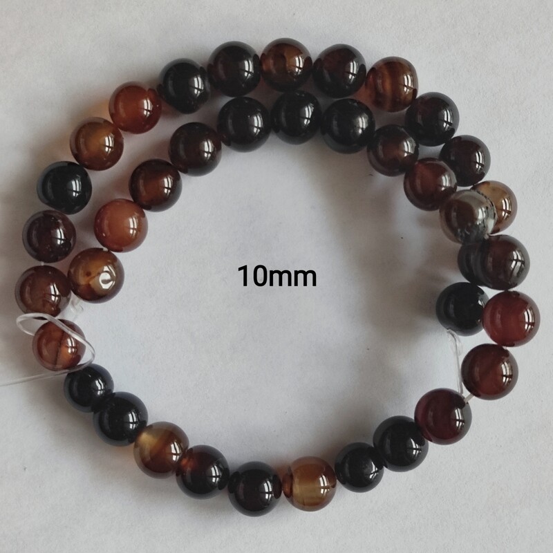 Perles pierre naturelle agate striée 10mm marron