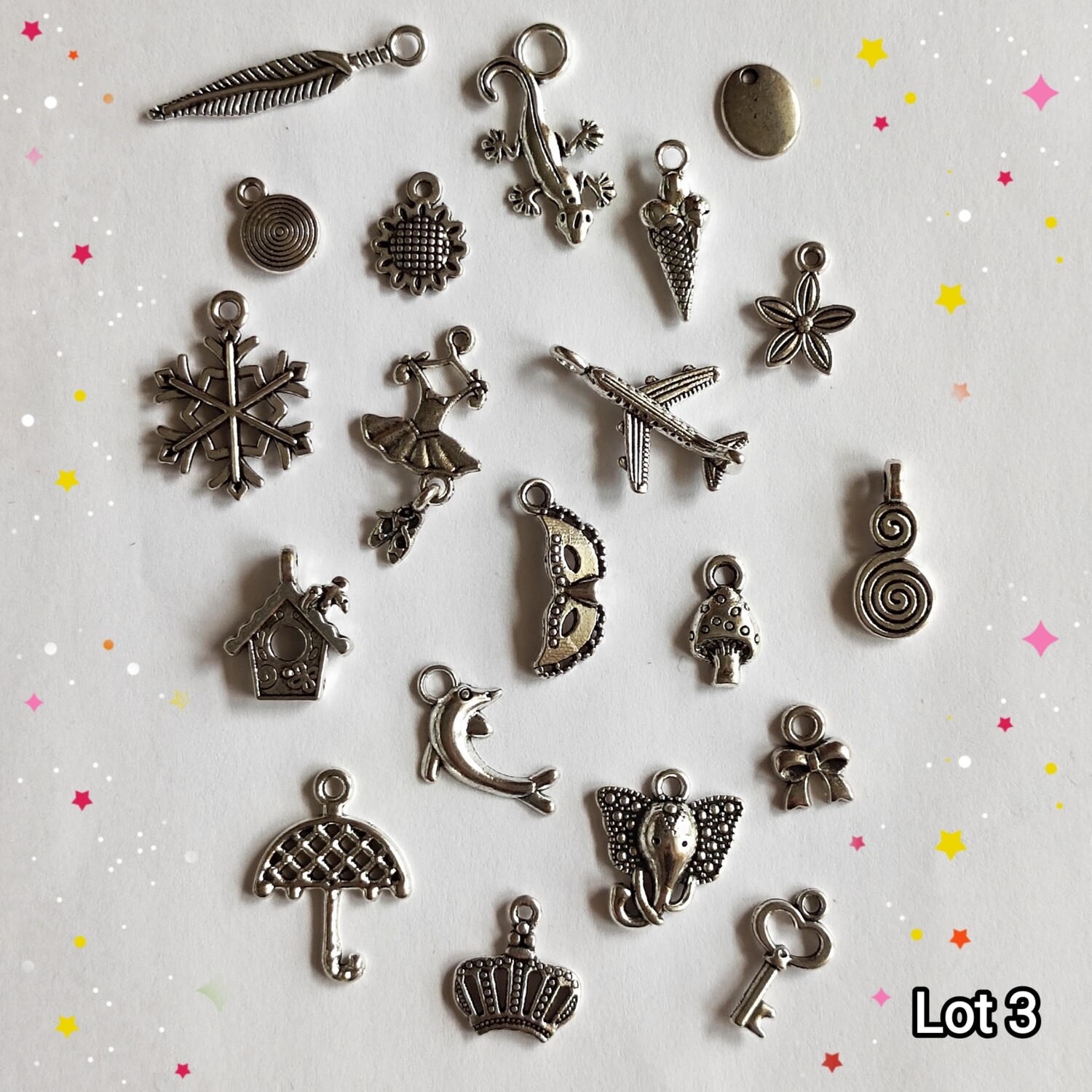 20 pendentifs argentés