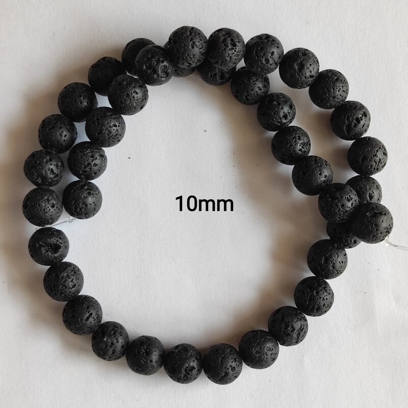 Perles pierre naturelle lave noire 10mm