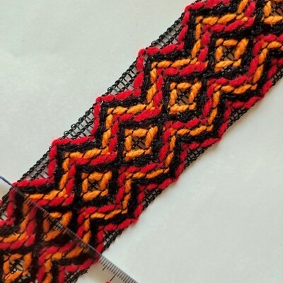 Galon kabyle 4 cm noir, orange , rouge
