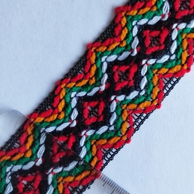 Galon kabyle 4 cm noir/rouge/blanc /vert