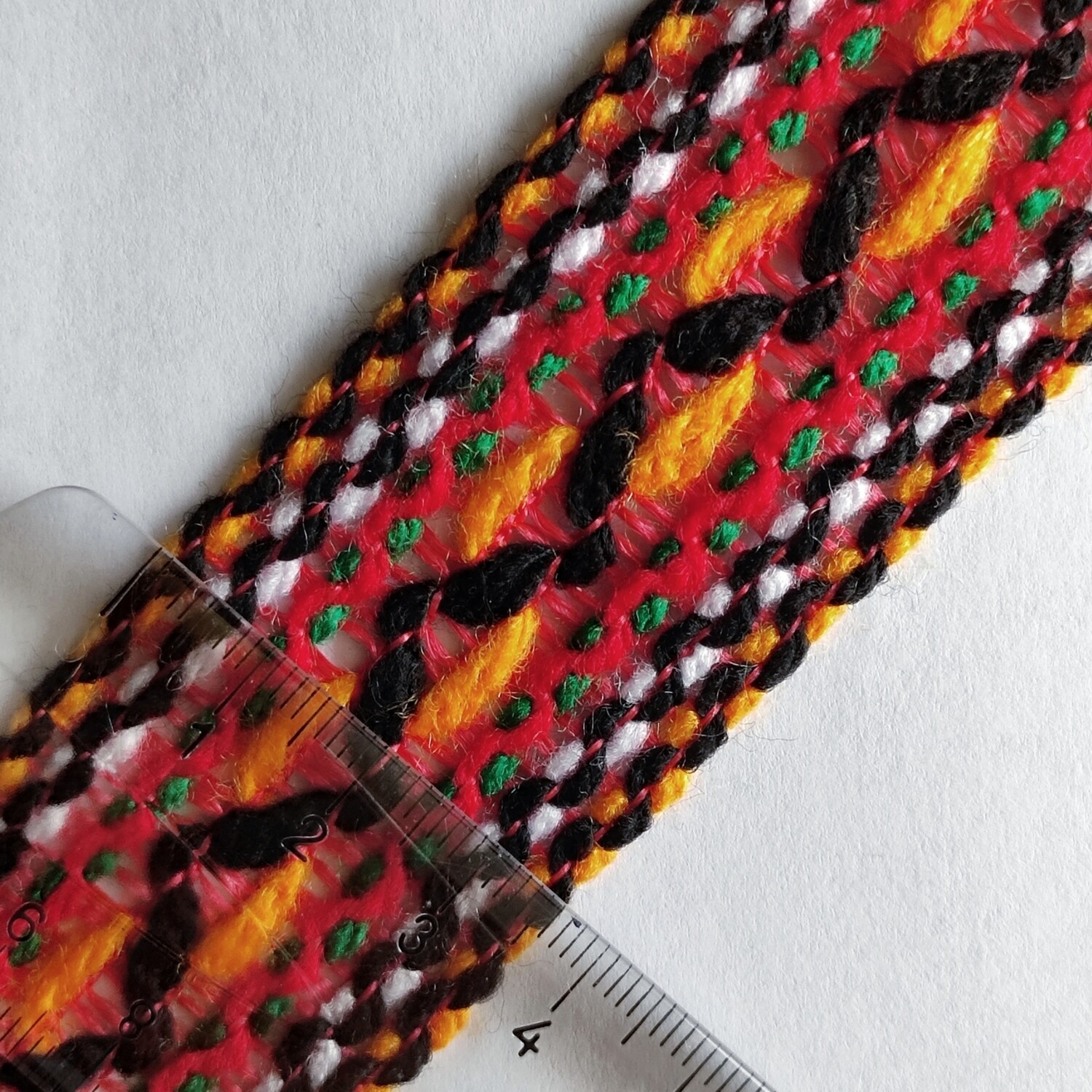 Galon kabyle 3,6 cm fond vert/rouge