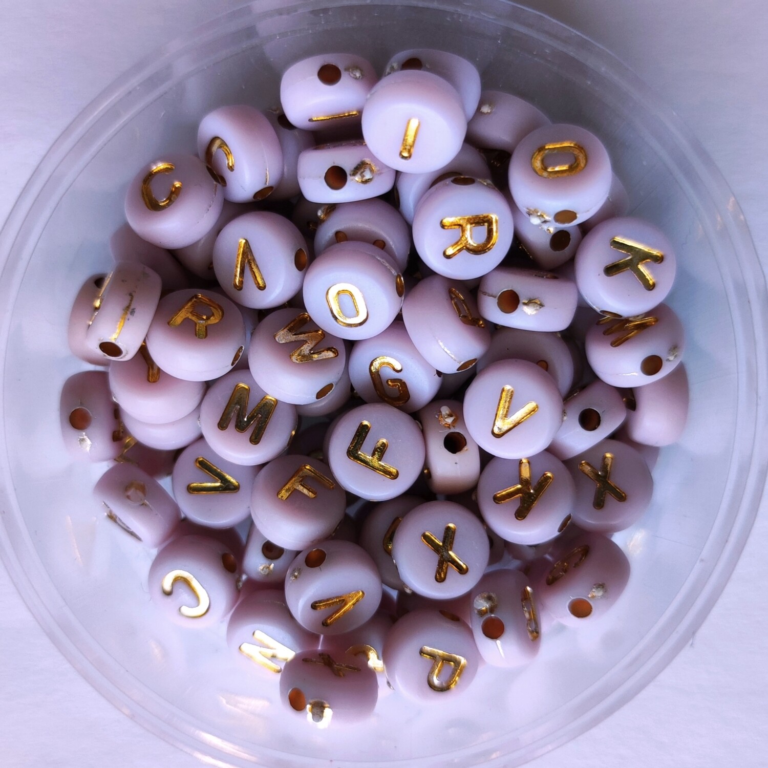 200 perles plates alphabet, Choisissez vos couleurs :: Mauve pastel
