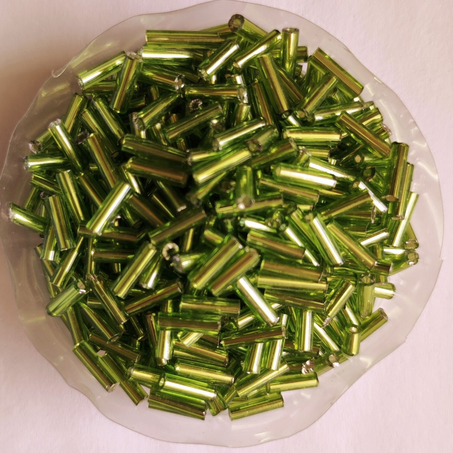 20g perles tube 6mm x 2mm vert amande