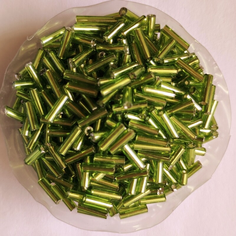 20g perles tube 6mm x 2mm vert amande