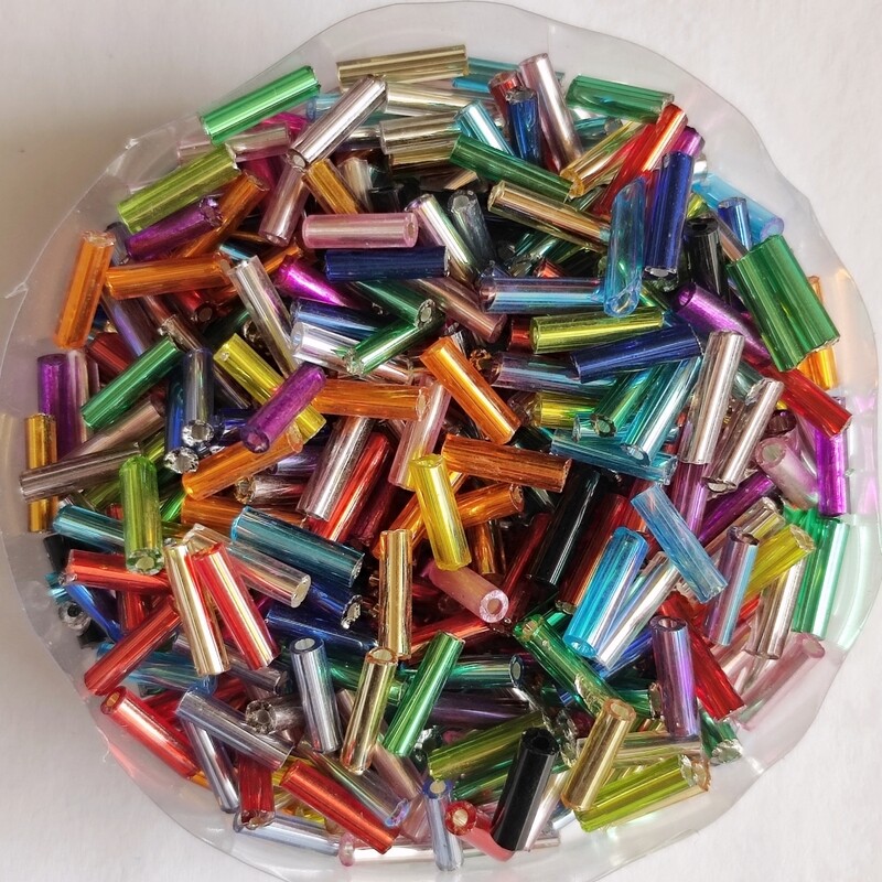 20g perles tube 6mm x 2mm multicouleur
