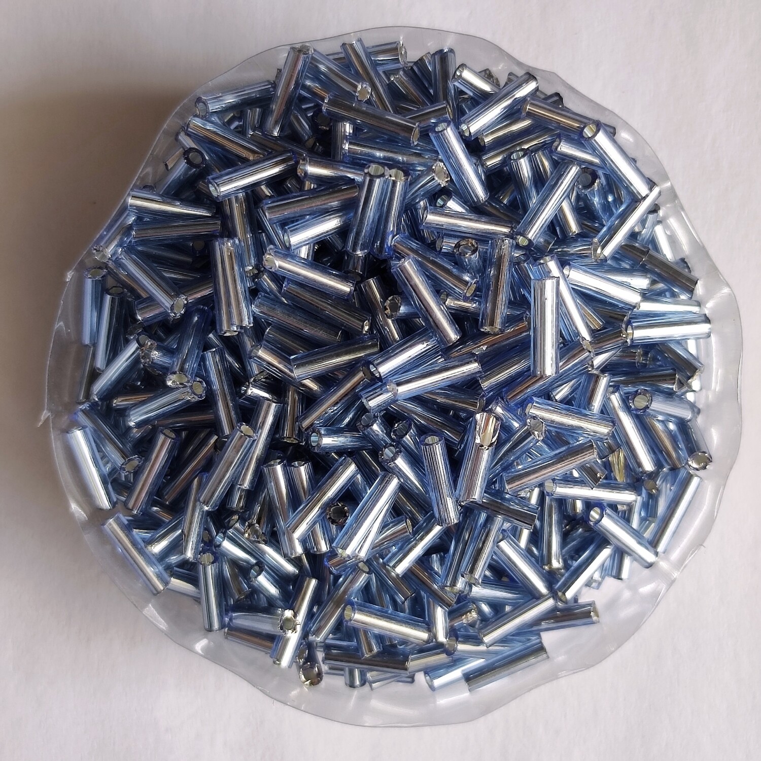 20g perles tube 6mm x 2mm bleu argenté 