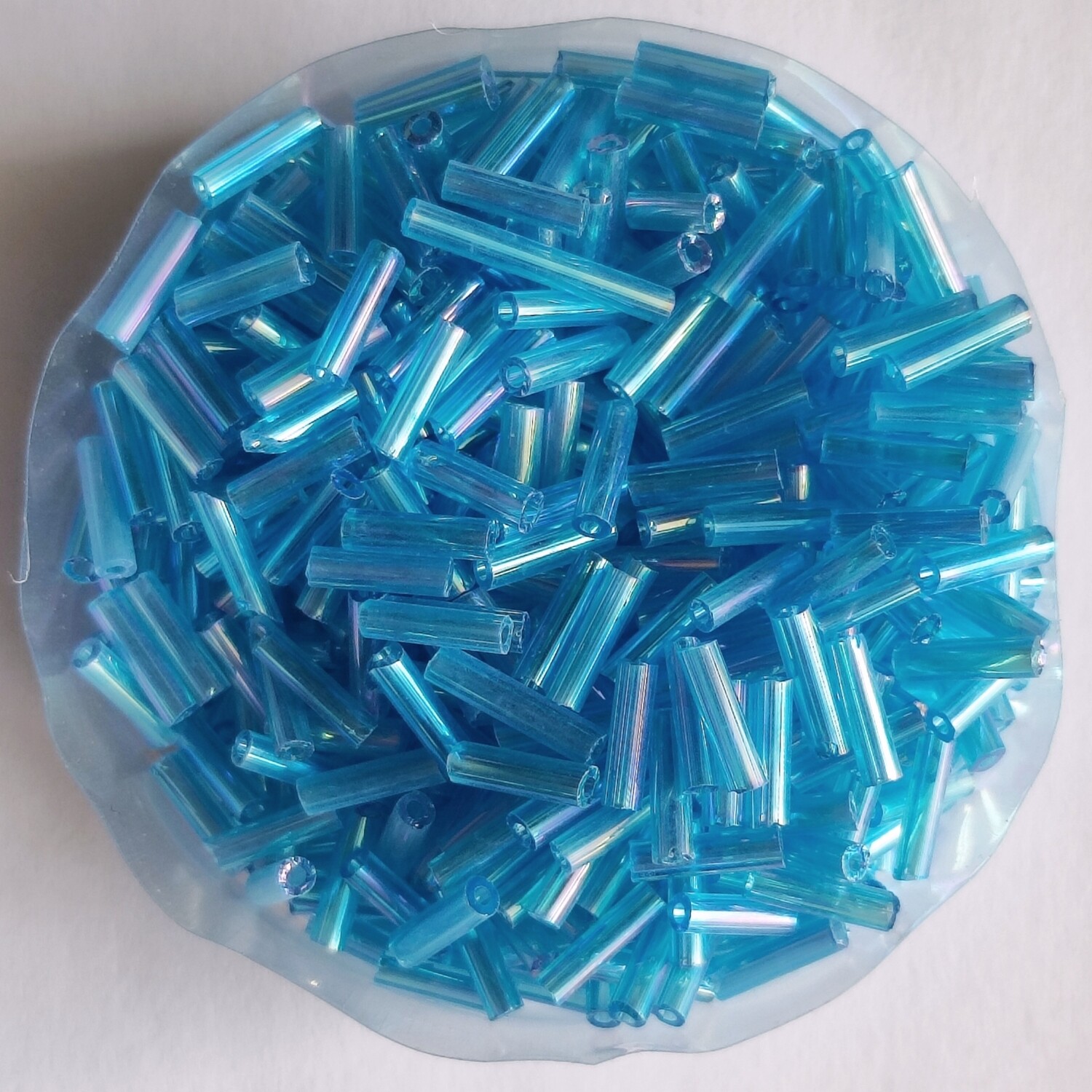 20g perles tube 6mm x 2mm bleu nacré 