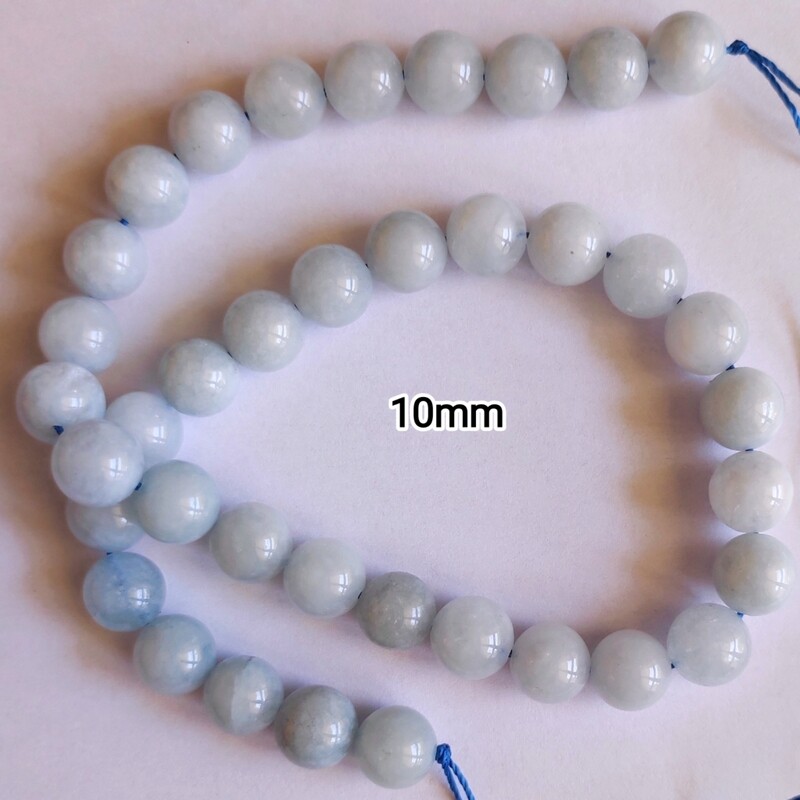 Perles pierre naturelle angélite 10mm bleu / gris 