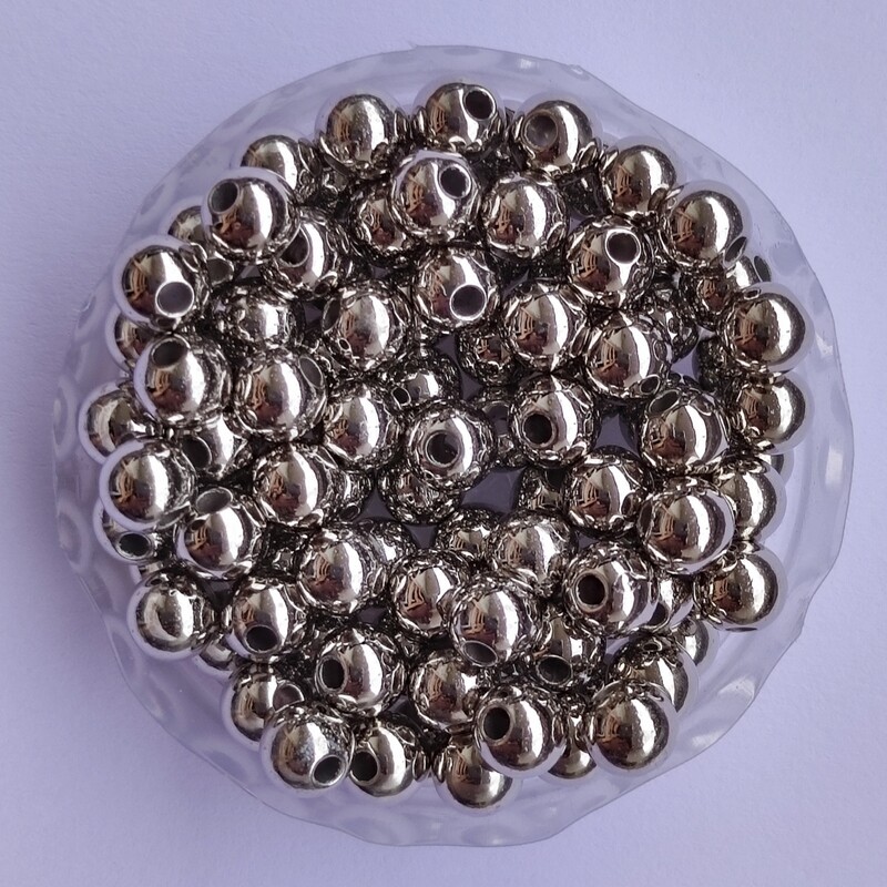 200 perles 6mm argenté 