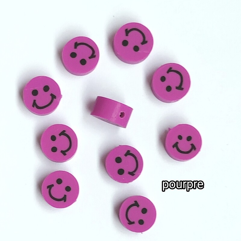 10 perles smiley pourpre