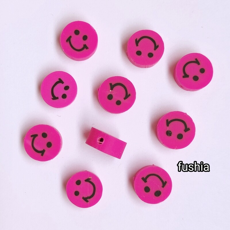 10 perles smiley fushia 