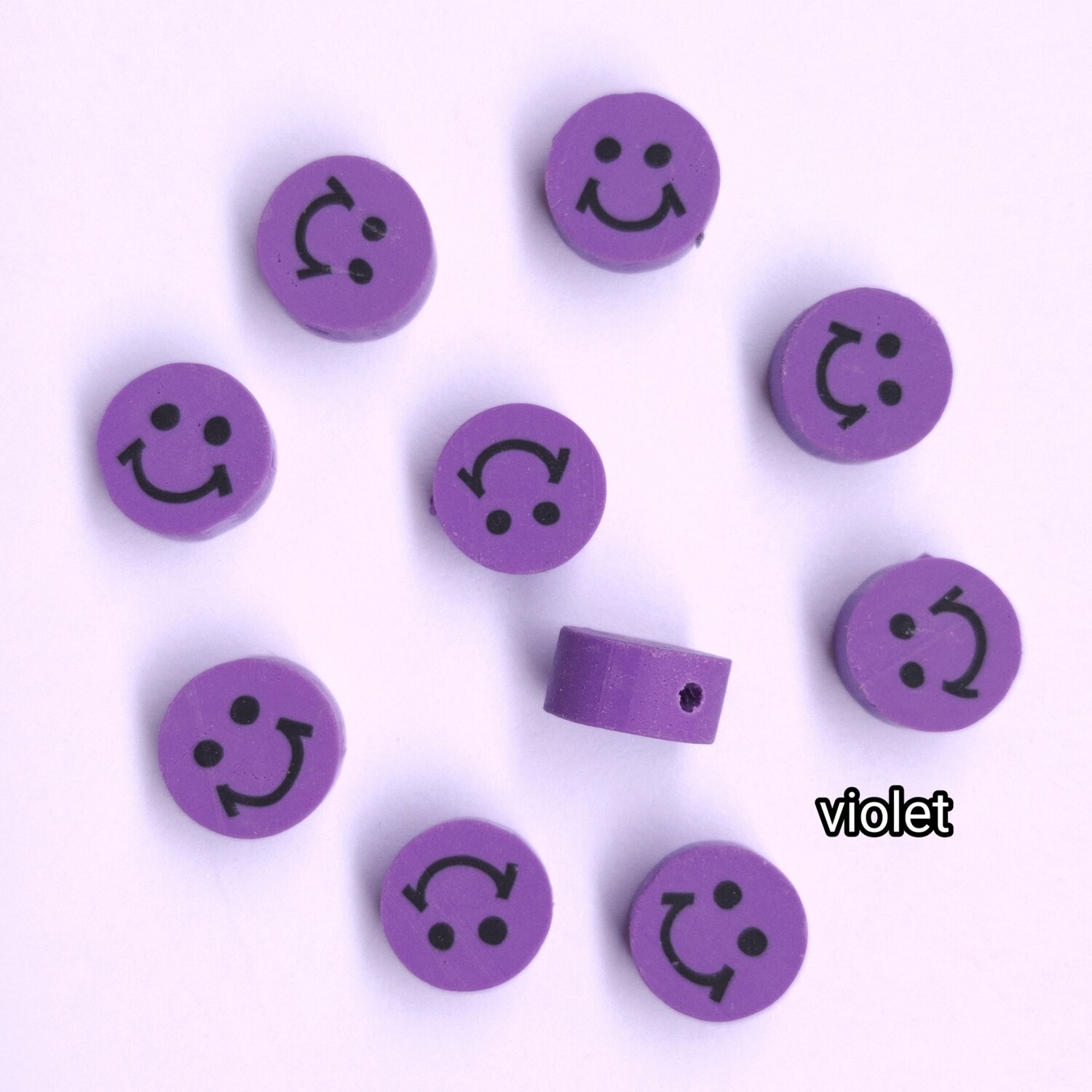 10 perles smiley violet