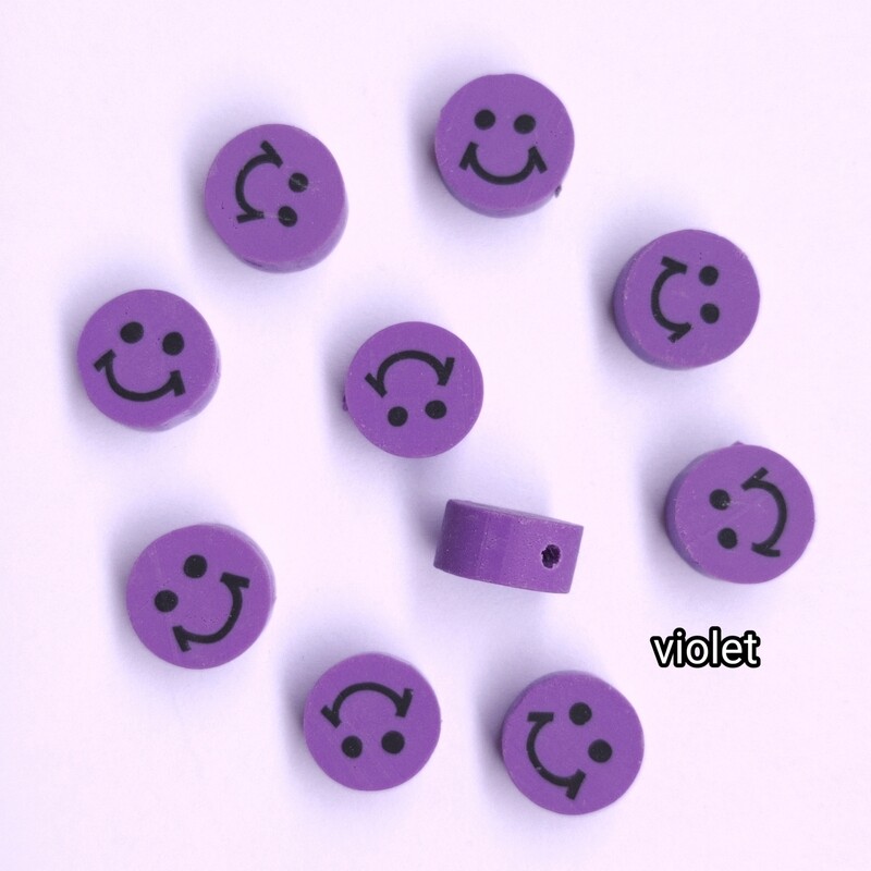 10 perles smiley violet