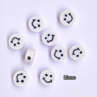 10 perles smiley blanc