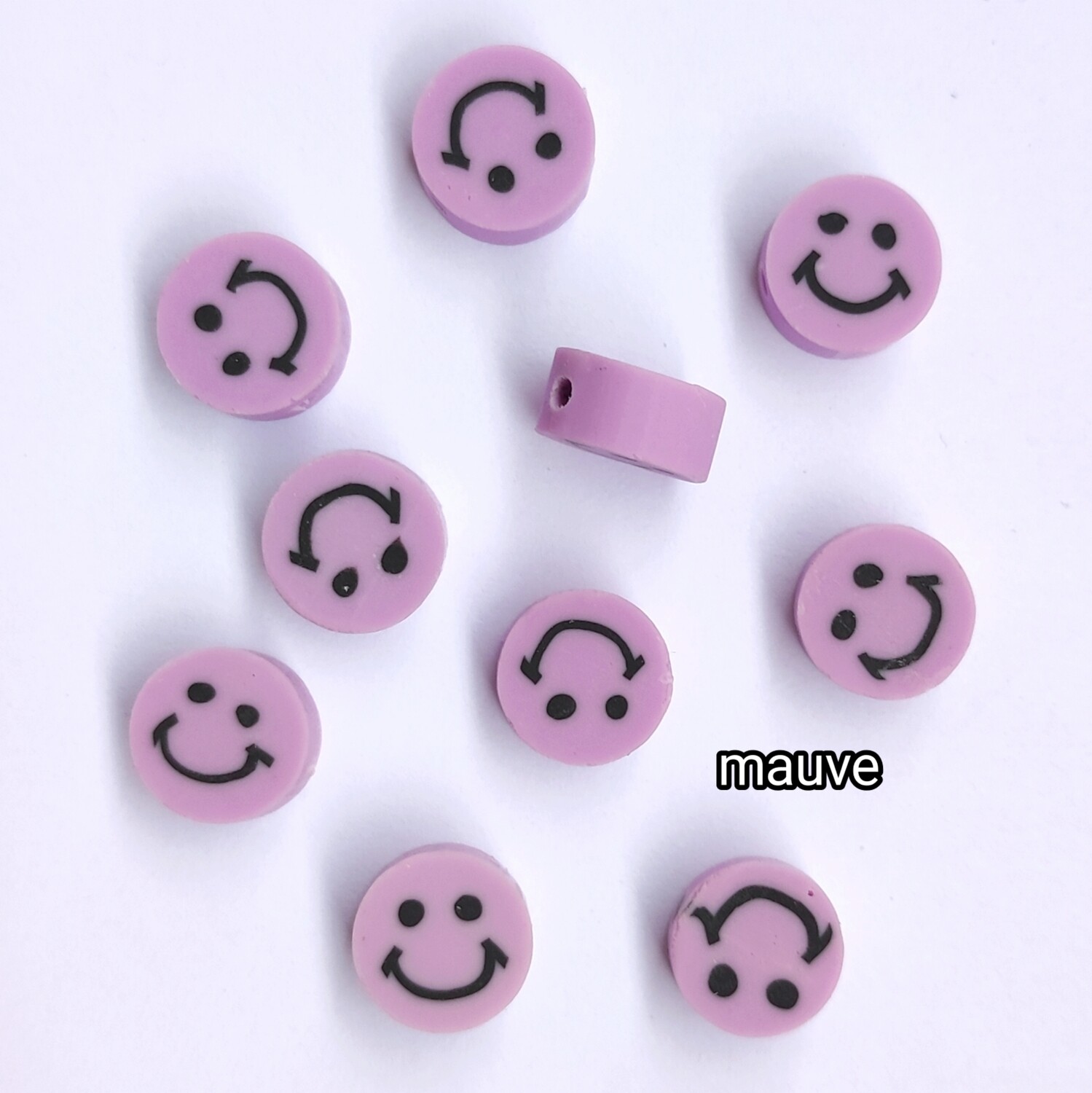 10 perles smiley mauve