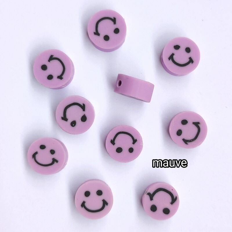 10 perles smiley mauve