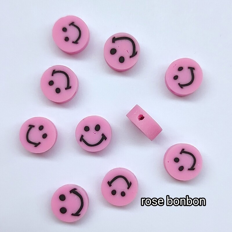 10 perles smiley rose bonbon