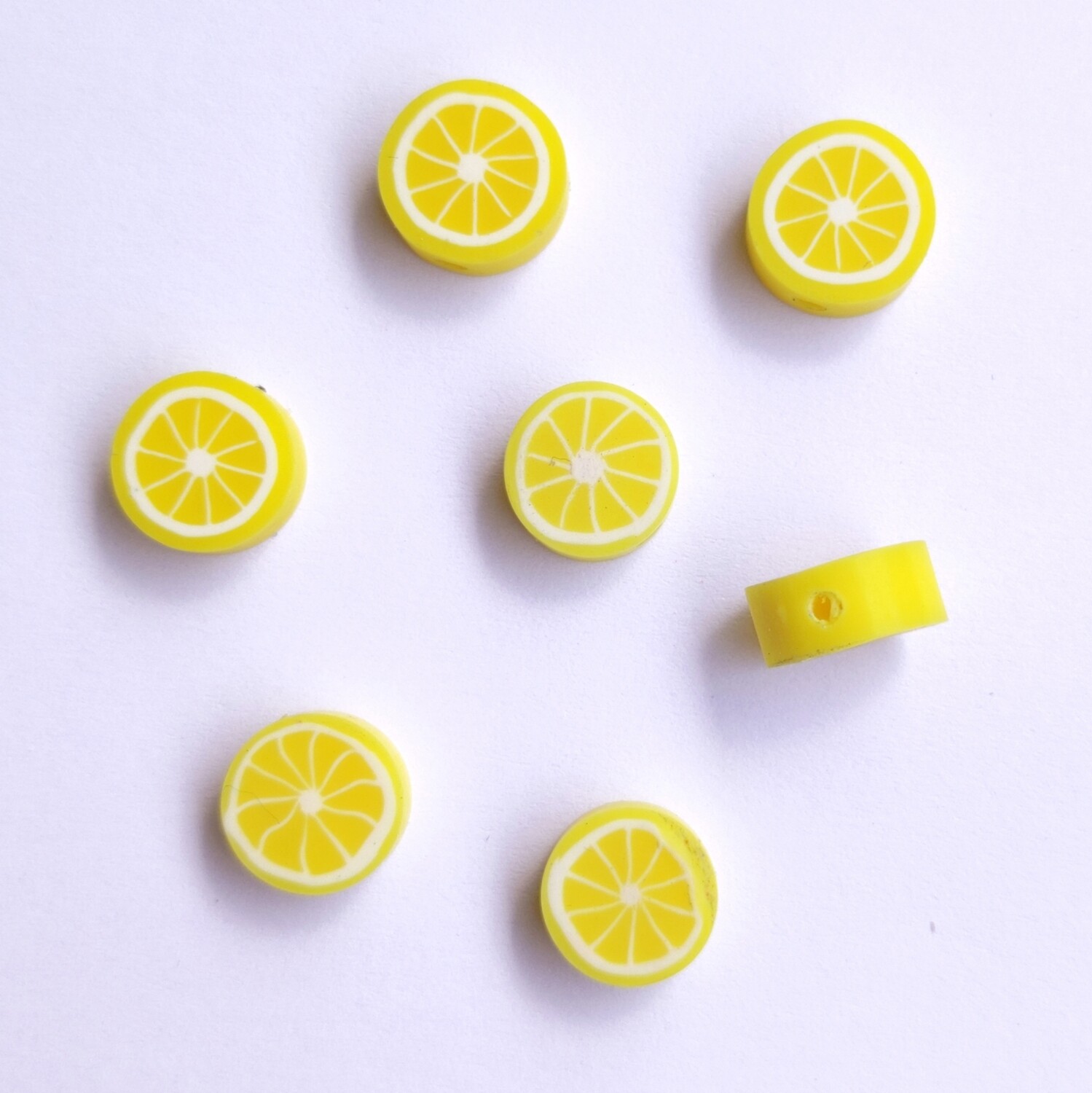 10 perles polymère citron jaune 