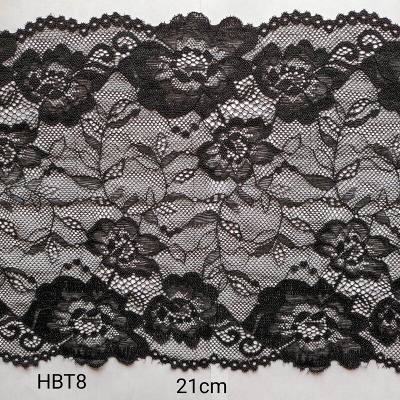 3 mètres dentelle noire élastique 21cm