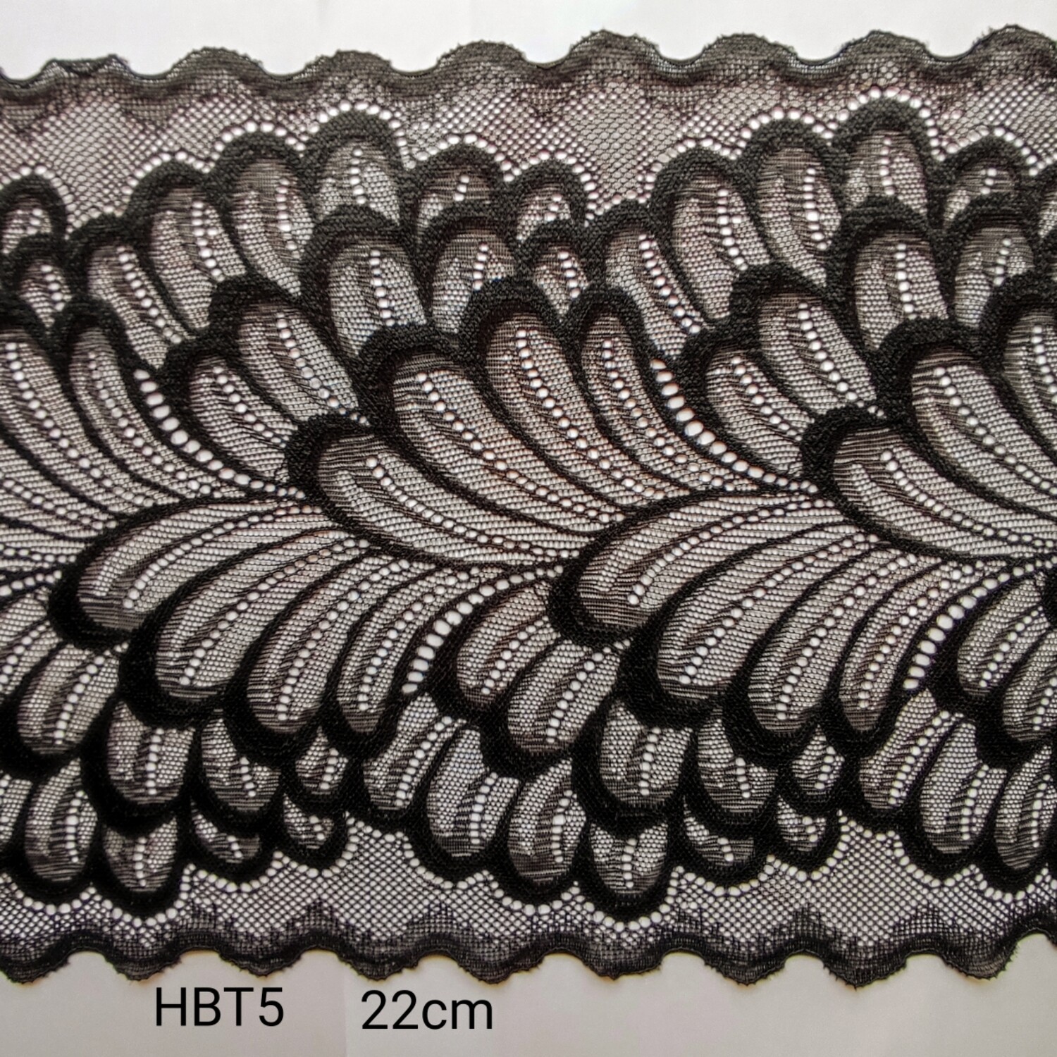 3 mètres dentelle noire 22 cm