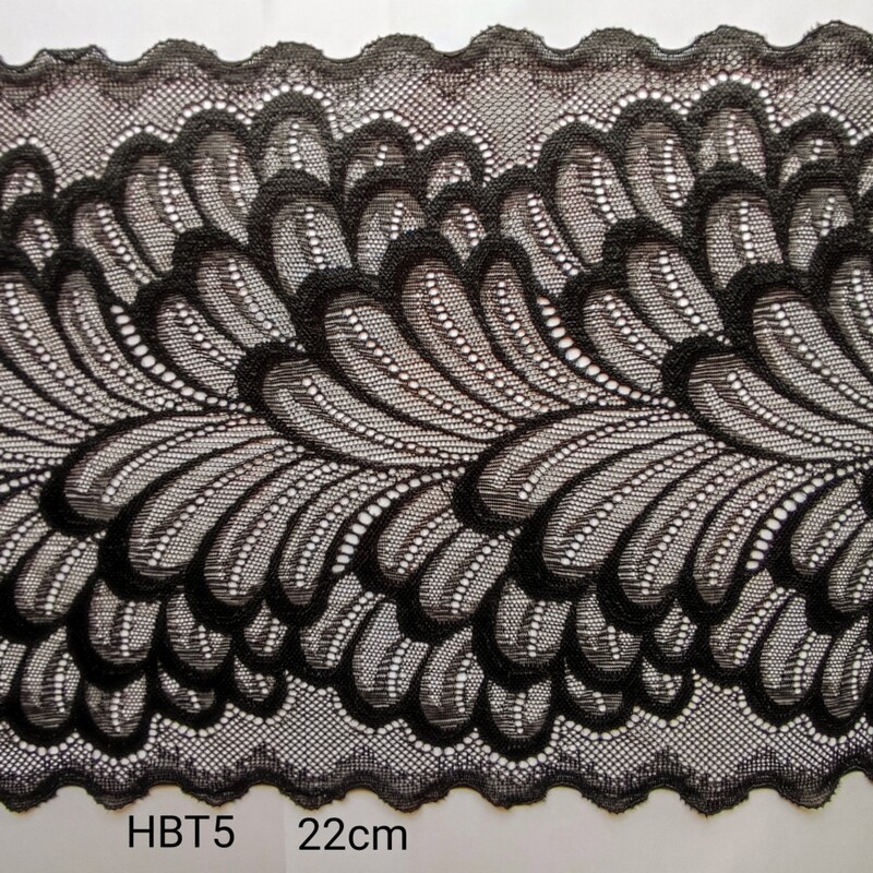 3 mètres dentelle noire 22 cm