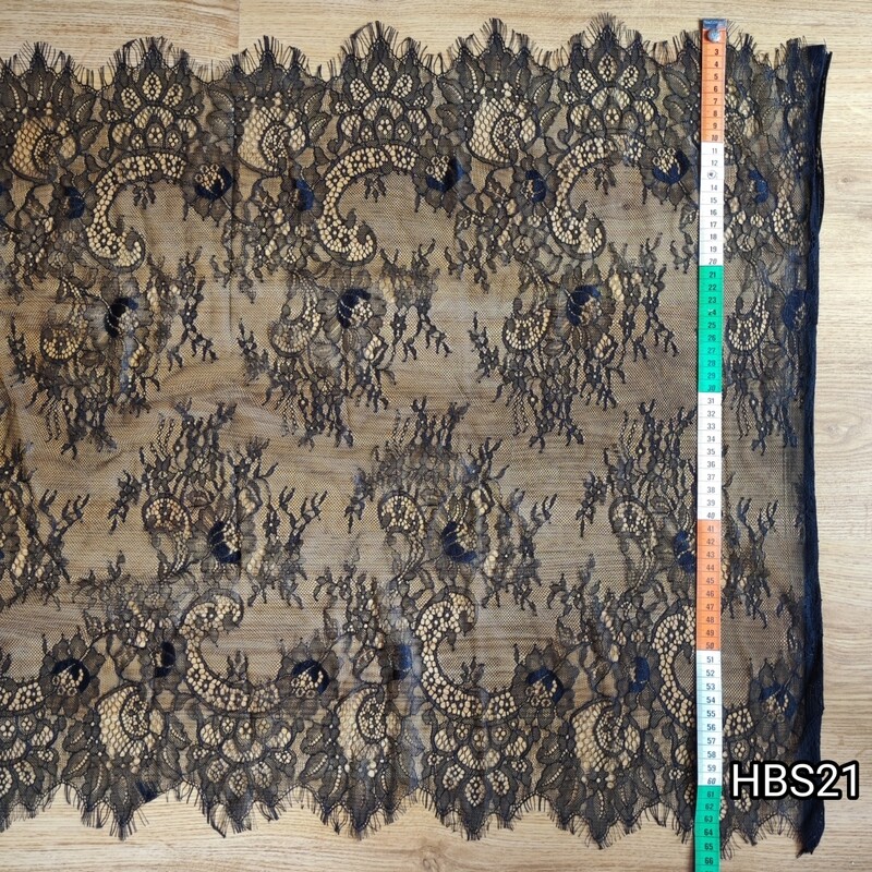 3 mètres dentelle noire 65 cm