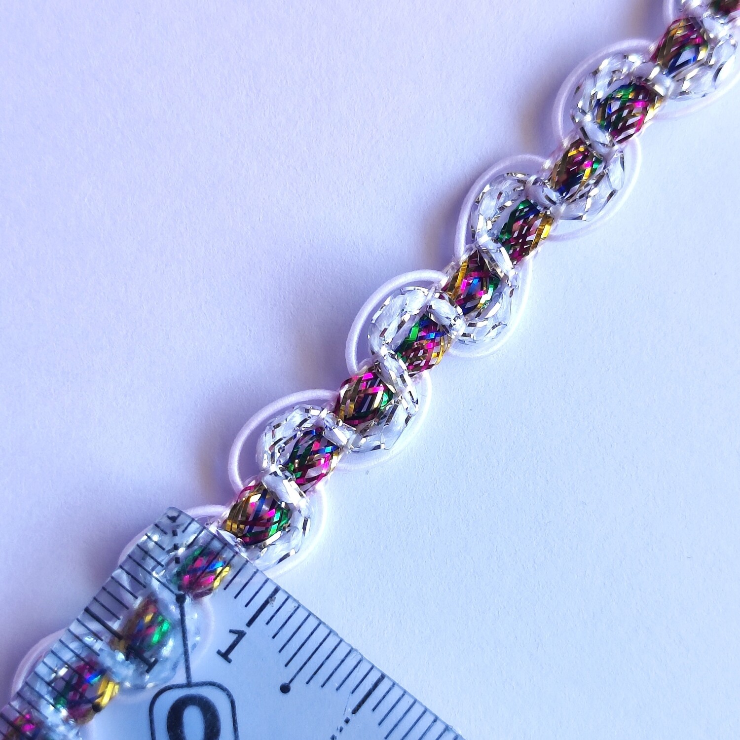 Galon 0,8 cm brillant/blanc