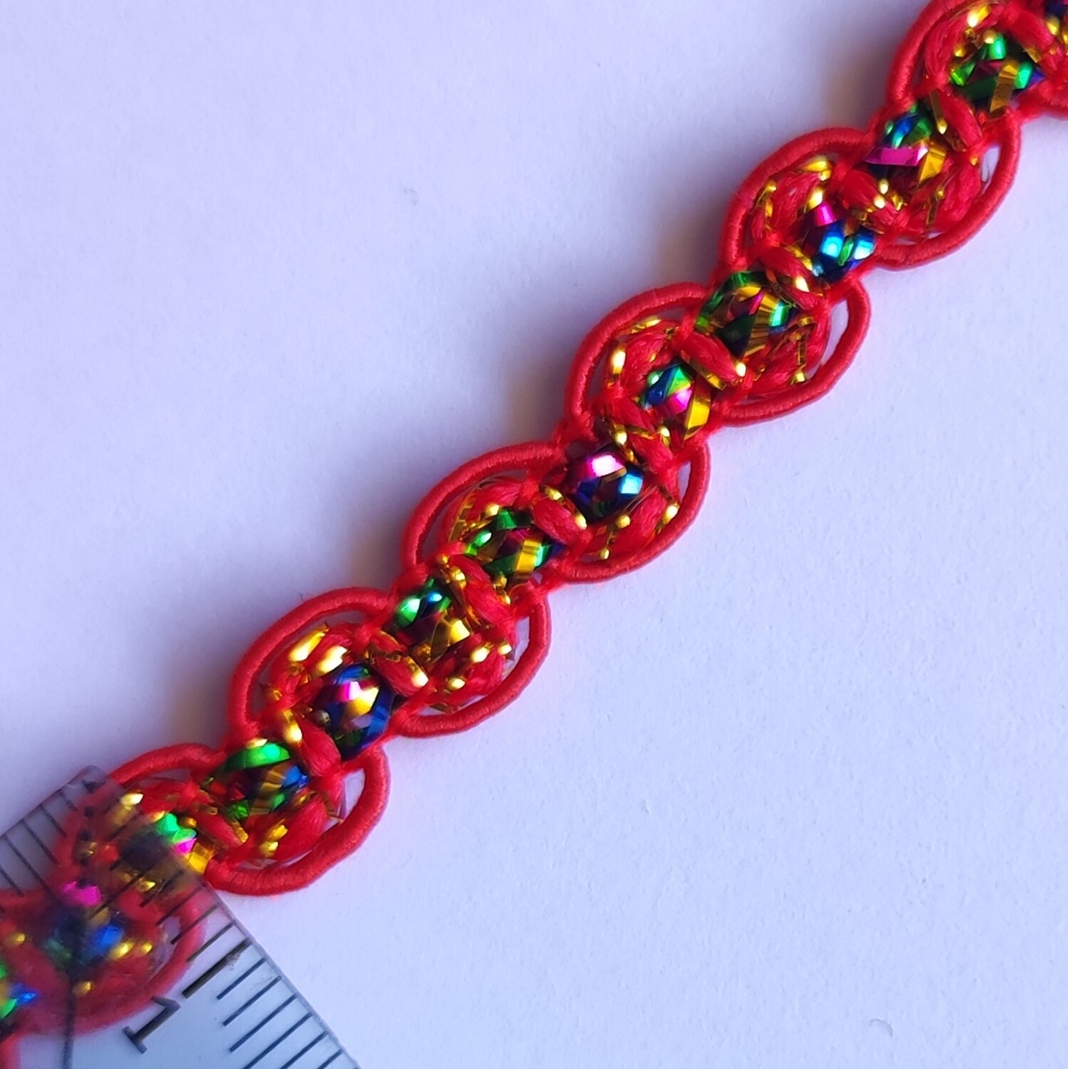 Galon 0,8 cm brillant/rouge