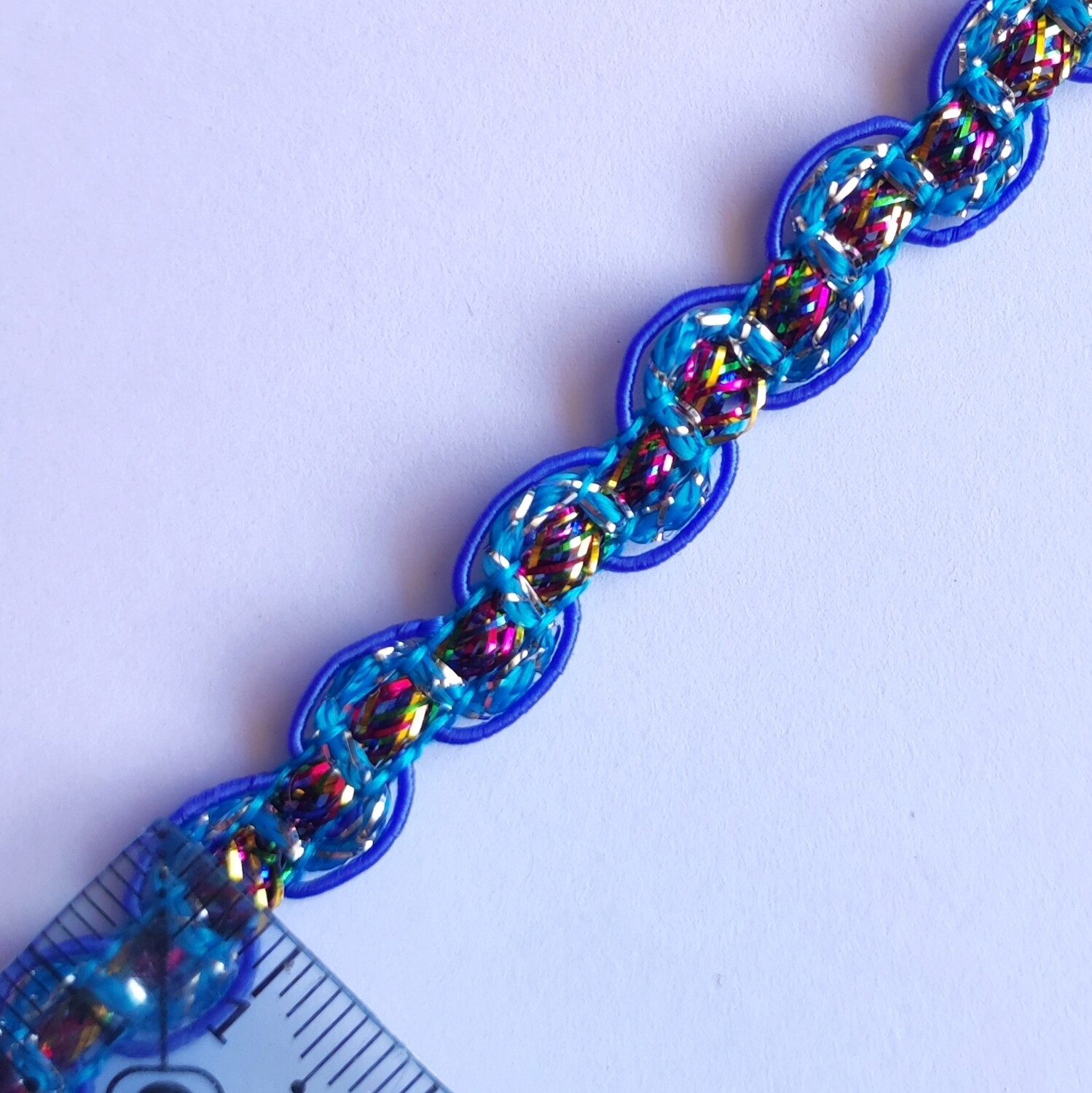 Galon 0,8 cm brillant/bleu