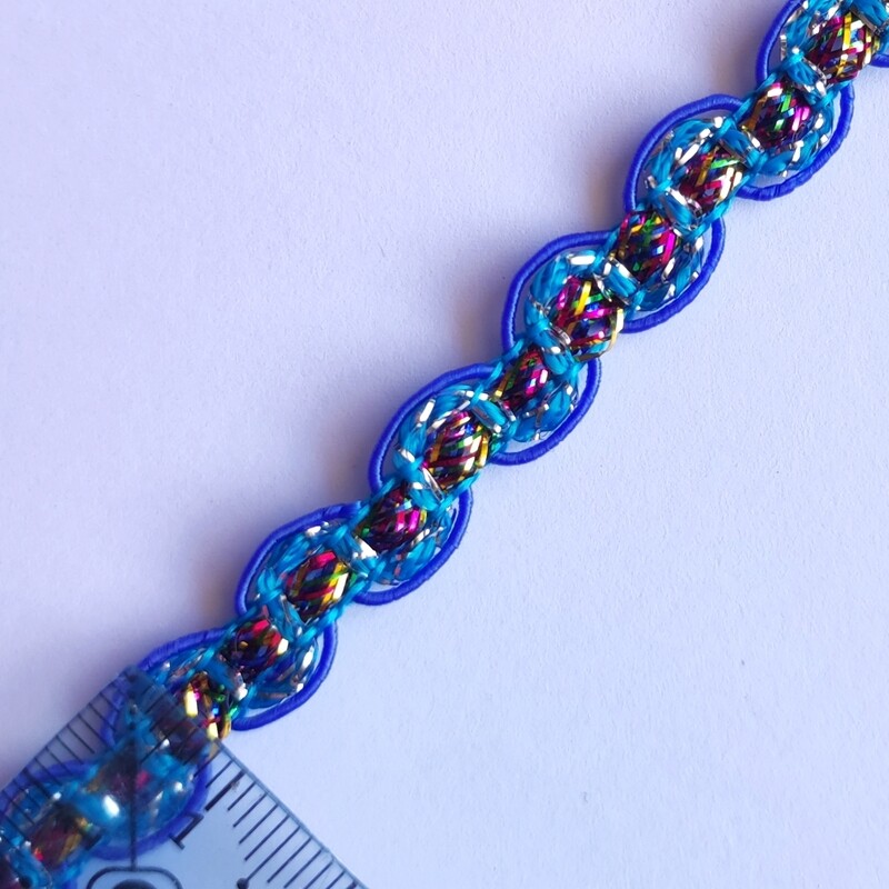 Zig Zag bande brillante 0,8cm bleu