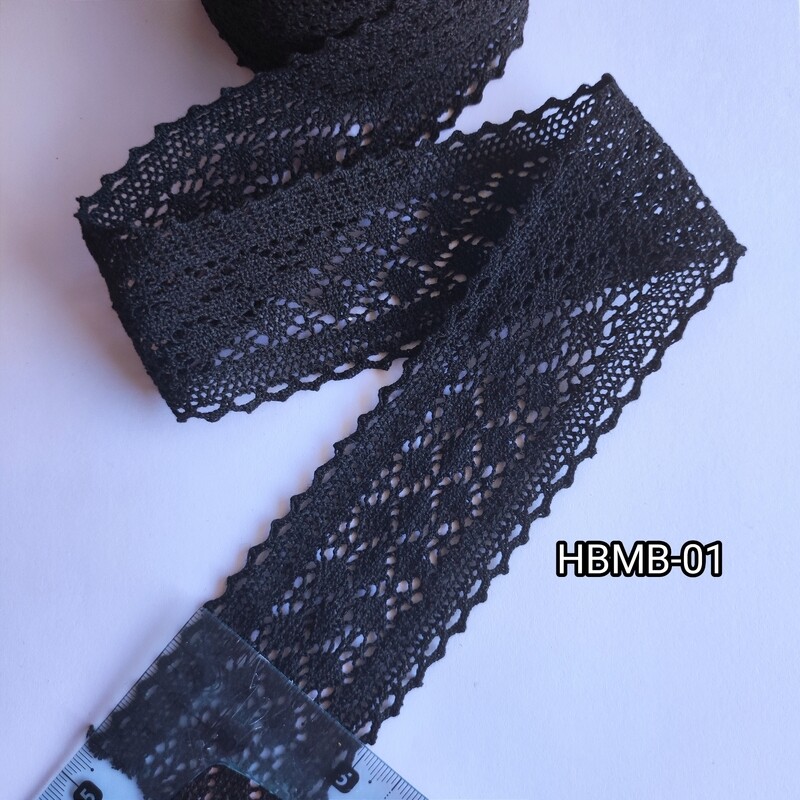 4.70 mètres dentelle coton noire 5 cm