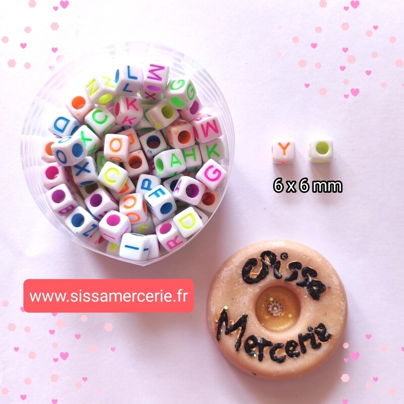 95 perles cubes alphabet 6x6mm #3