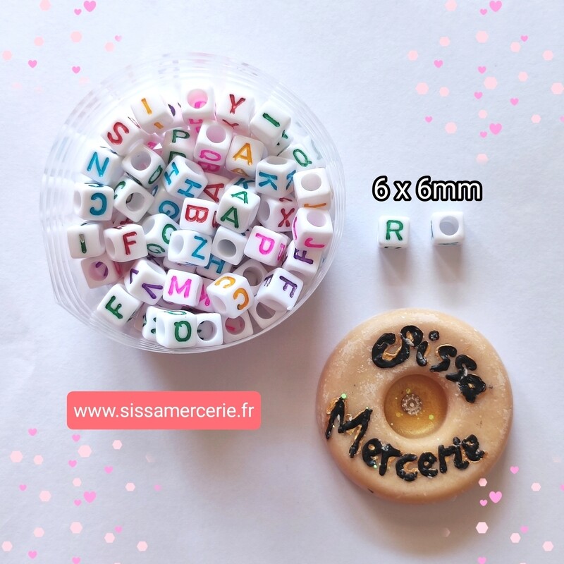 95 perles cubes alphabet 6x6mm #2