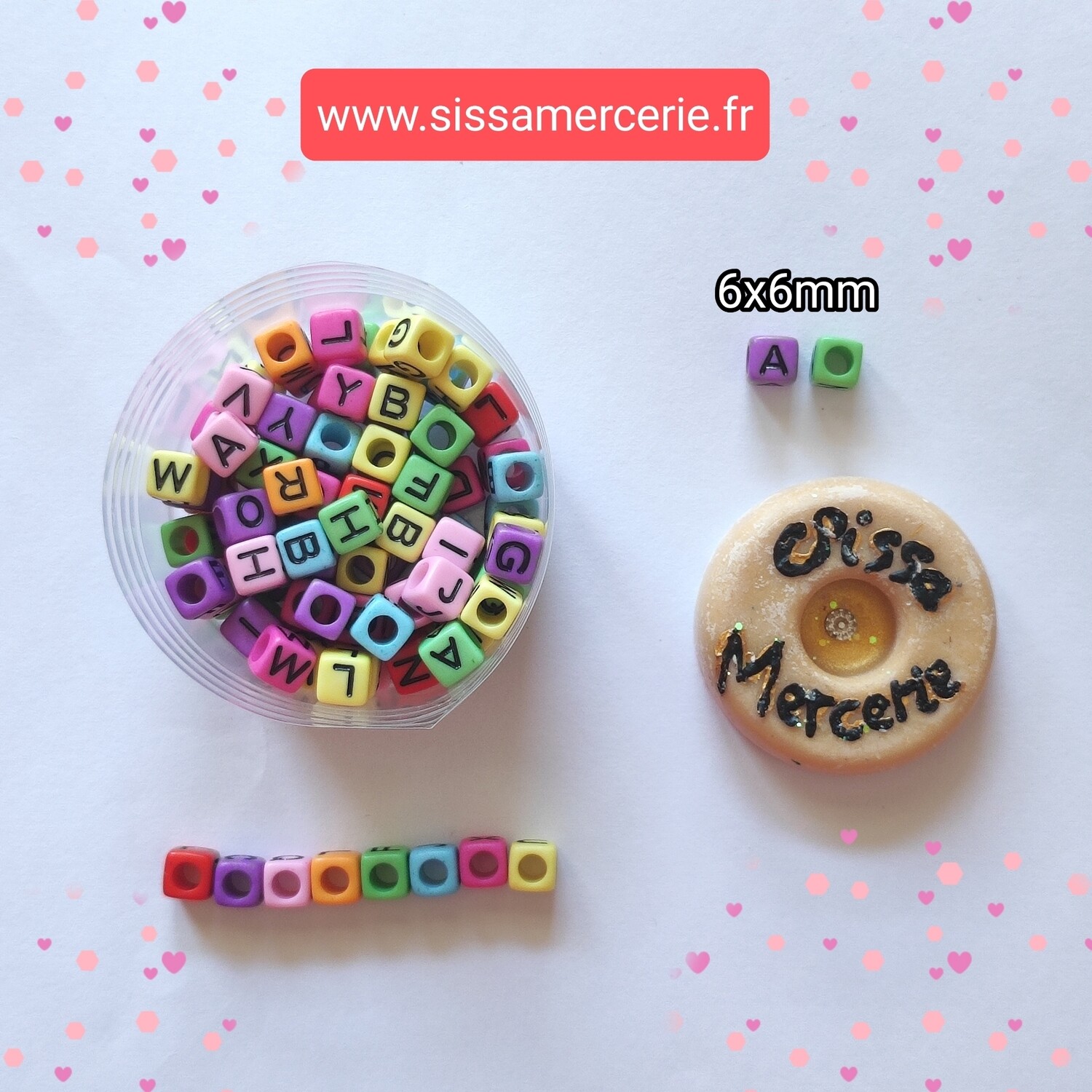 95 perles cubes alphabet 6x6mm #5