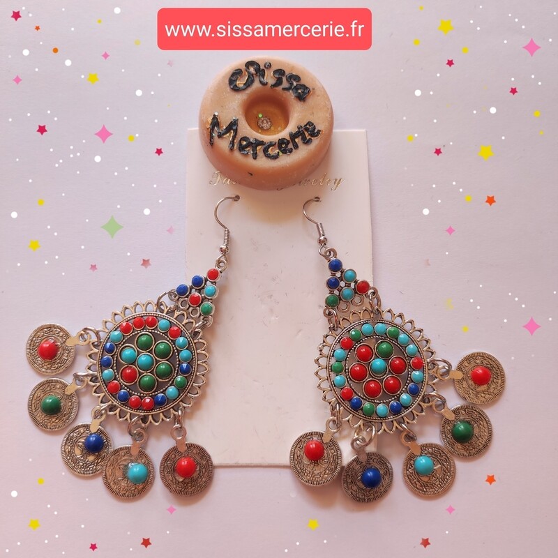 Boucles d'oreilles fantaisie argenté