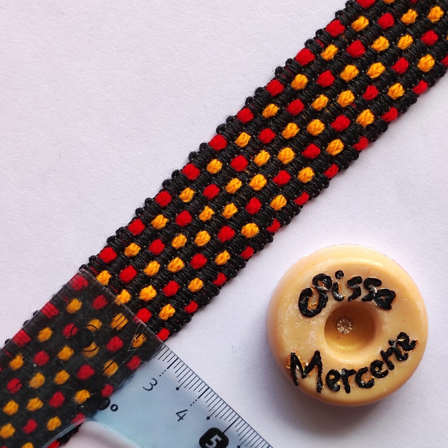 Galon kabyle 2,5 cm orange/noir/rouge