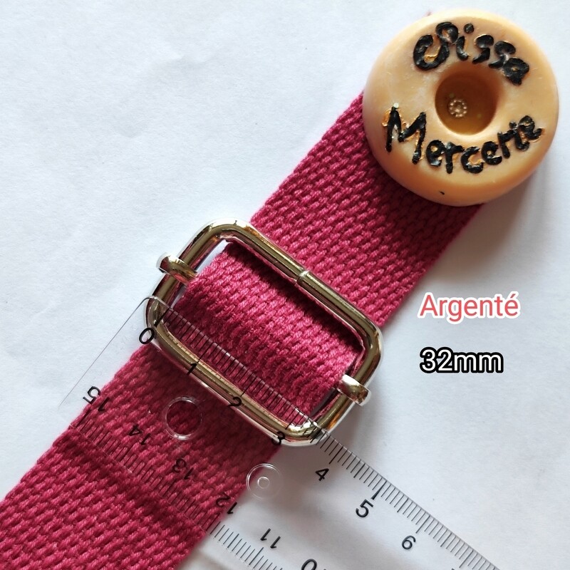 Boucle coulissante 32mm argenté 