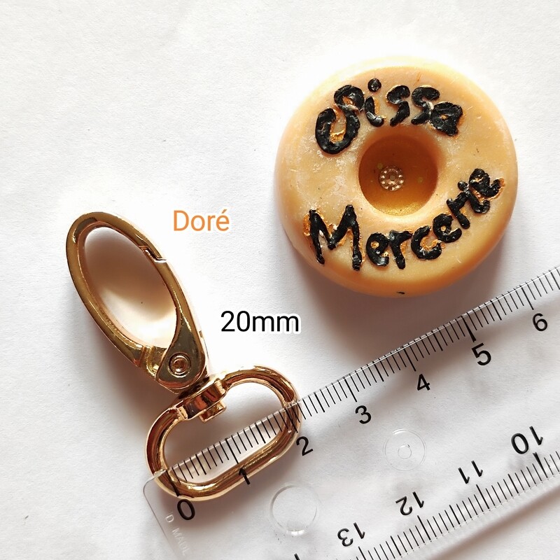 Mousqueton pivotant 20mm doré 