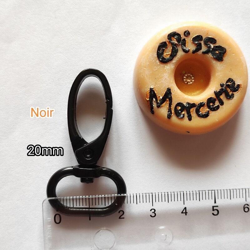 Mousqueton pivotant 20mm noir