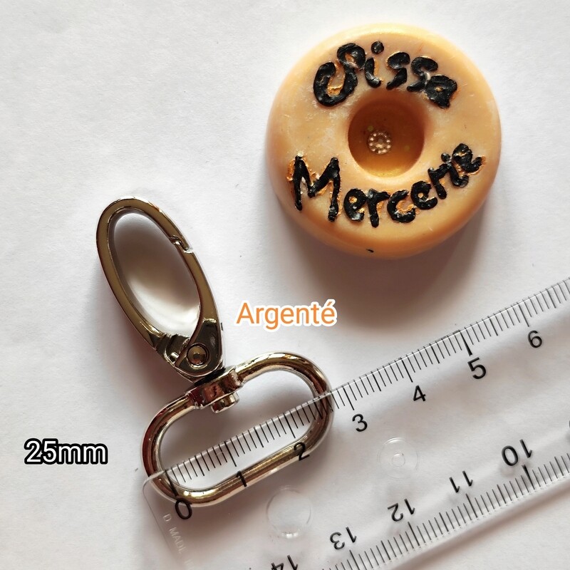 Mousqueton pivotant 25mm argenté 