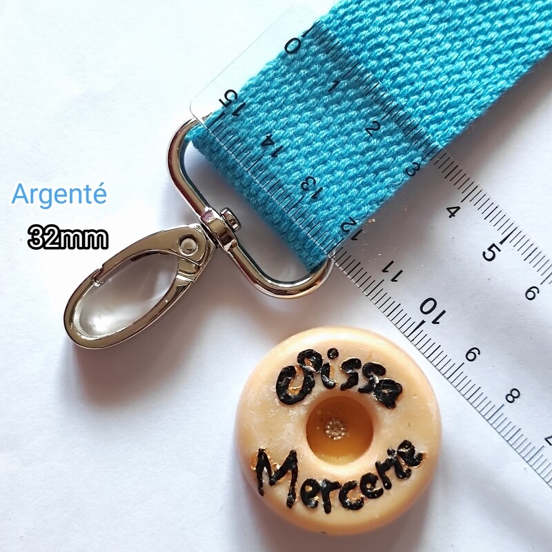 Mousqueton pivotant 32mm argenté