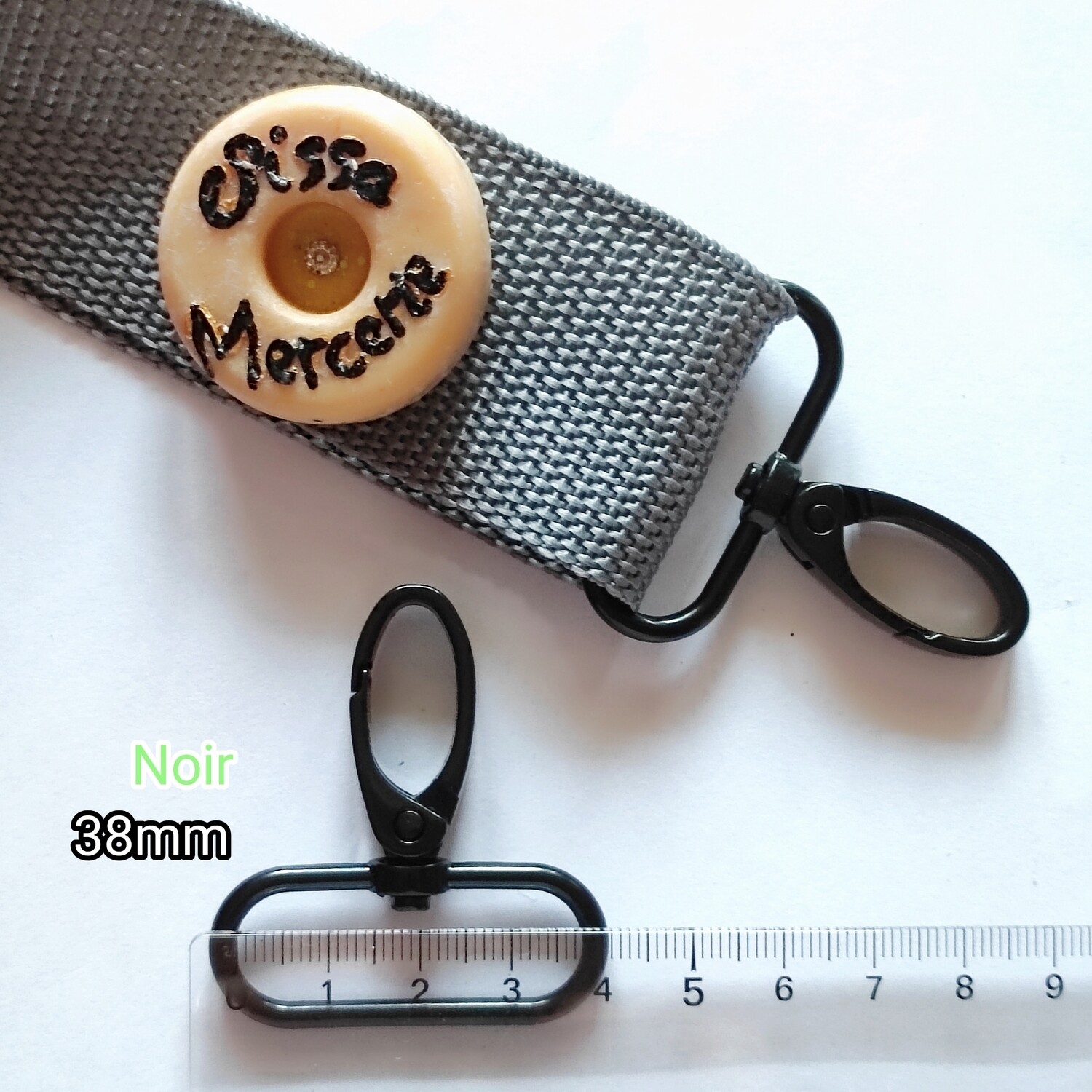 Mousqueton pivotant 38mm noir