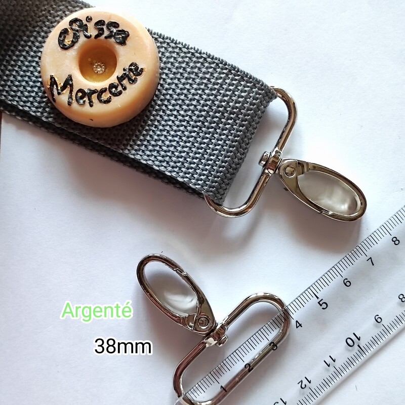 Mousqueton pivotant 38mm argenté