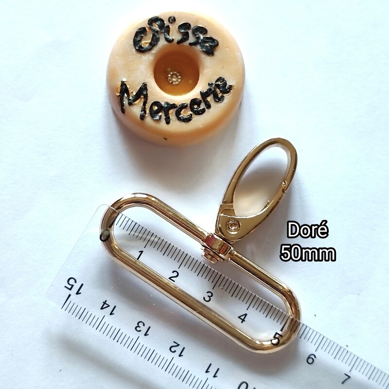 Mousqueton pivotant 50mm doré 